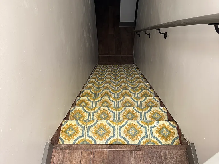 cute basement steps with personality!