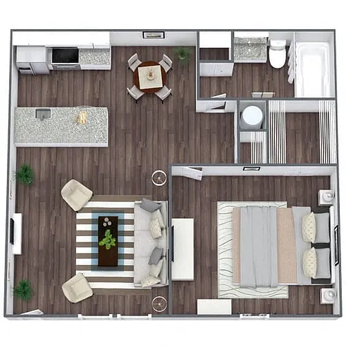 Floor plan A1: 1 Bed 1 Bath
