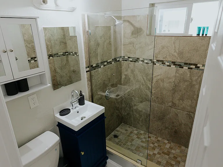 Full bathroom with shower.