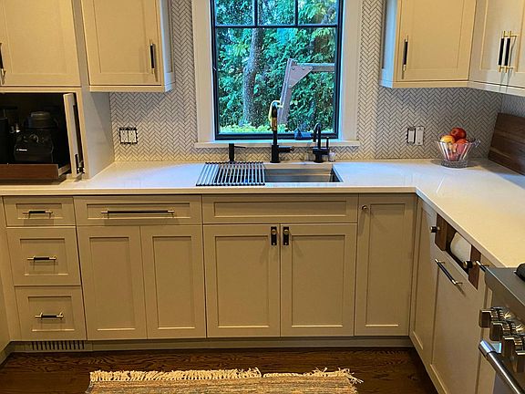 Appliance garage - large prep sink with garbage disposal and hot-cold water filtration system