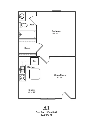 Floor plan 1 Bedroom 1 Bathroom