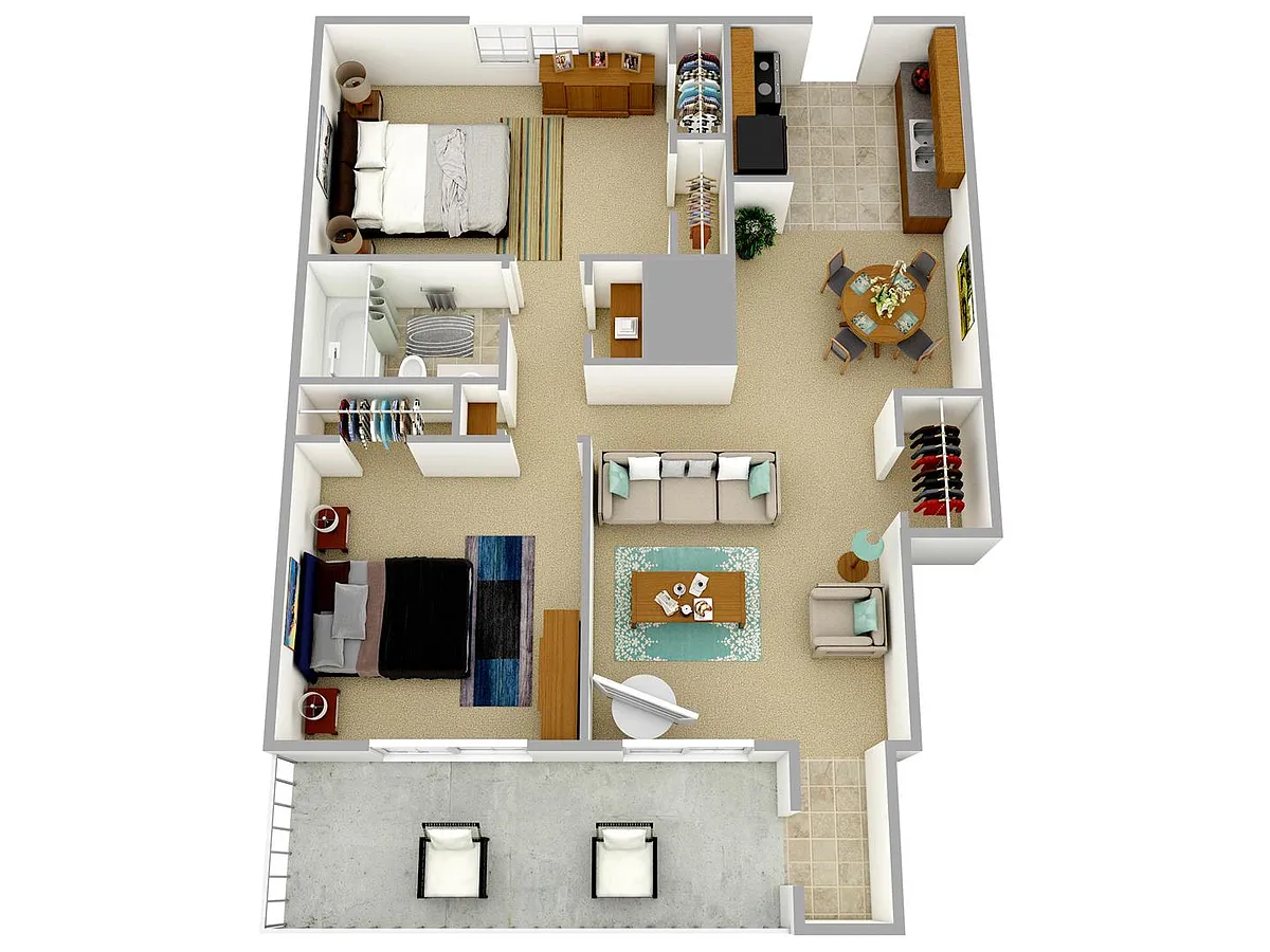 Floor plan 2 Bedroom-1 Bathroom