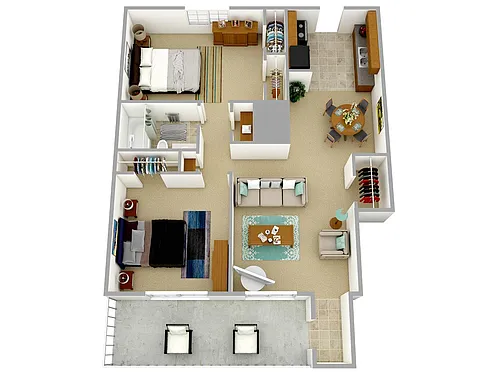Floor plan 2 Bedroom-1 Bathroom