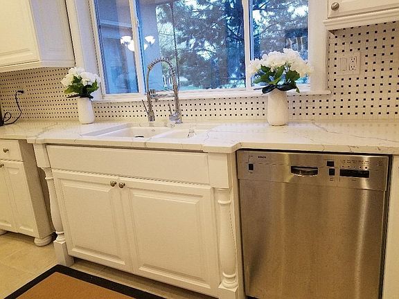 Kitchen window looks onto the pond