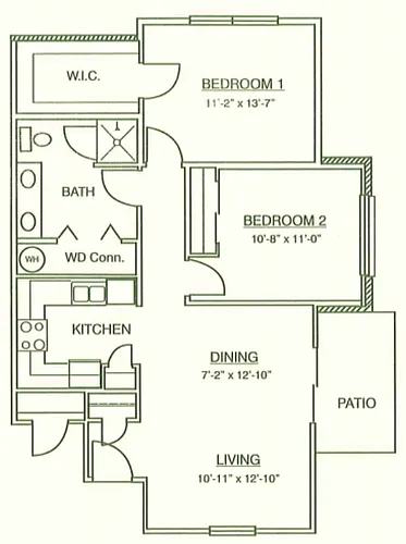 Floor plan 2X1 60% AMI