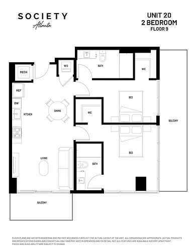 Floor plan 2 Bed - B3