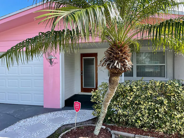 The sweetest palm tree right by the front door!