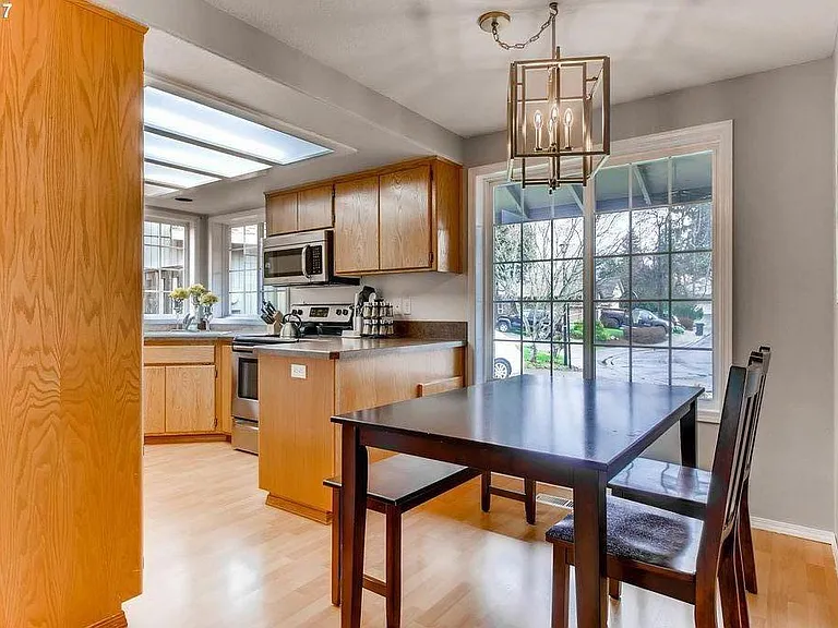 kitchen and eating area