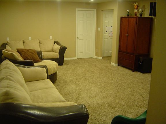Spacious basement family room and home theater