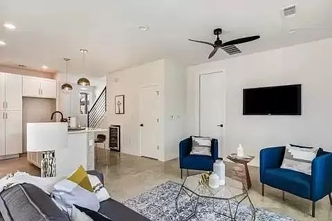 Main house - door near tv leads to private office