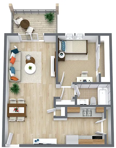 Floor plan 1 Bedroom XL