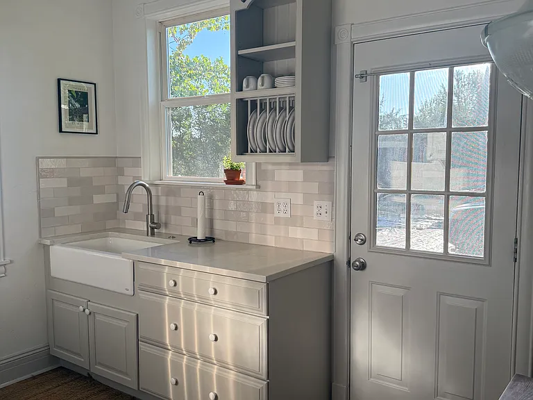Kitchen faces east, beautiful morning sunlight