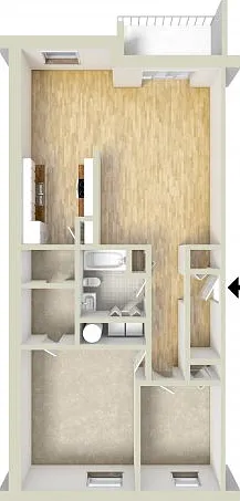 One bedroom with den floor plan One bedroom with den floor plan