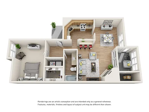 Floor plan 1 BR/1BA - Azure
