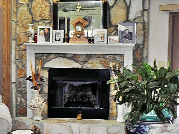 Stone fireplace