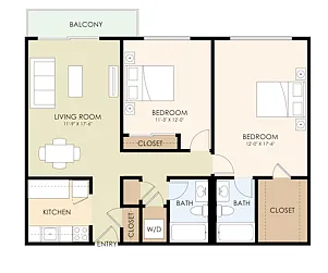 Floor plan 2 bedroom B