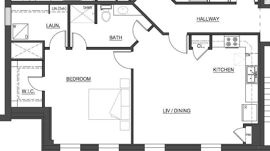 Second and third floor apartment layout #203 and #303