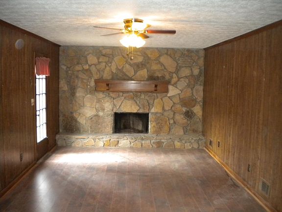 Stone Fireplace in Den.