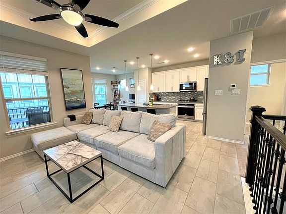 Living room and open kitchen and dining