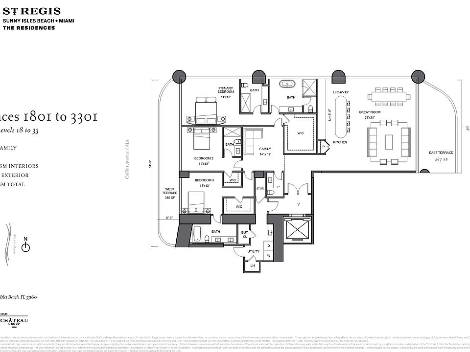 Residence 2601 Plan, St. Regis Residences, Sunny Isles Beach, North