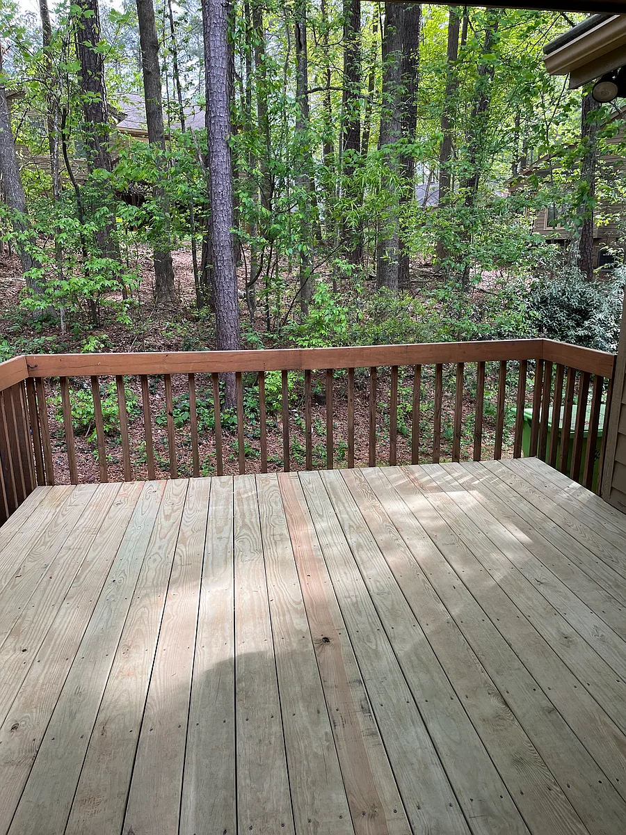 New private wood deck with beautiful natural views. - 8010 Grey Oak Dr