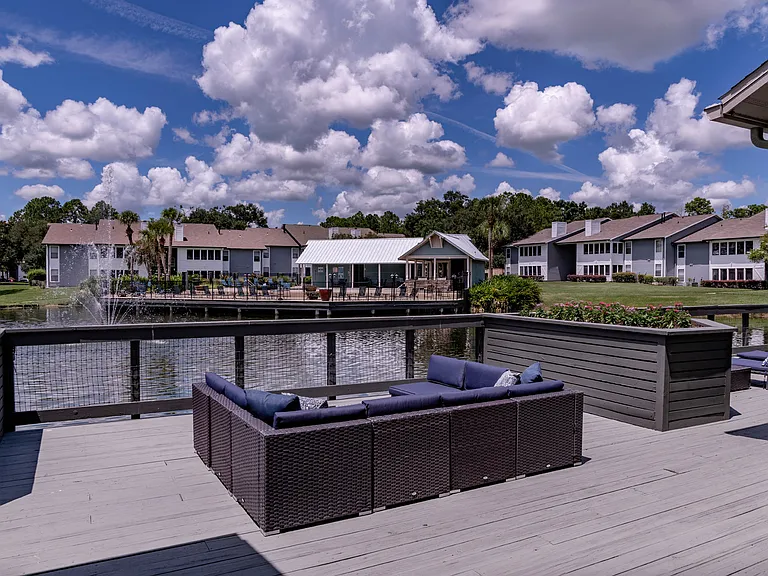 Gather with friends on the lakeside sundeck