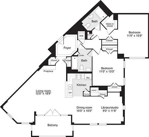 Floor plan 2 Bedrooms DD