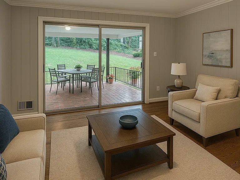 Family Room Unfurnished - AI Staged for Photo