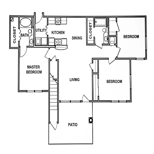 Floor plan Three Bedroom Downstairs