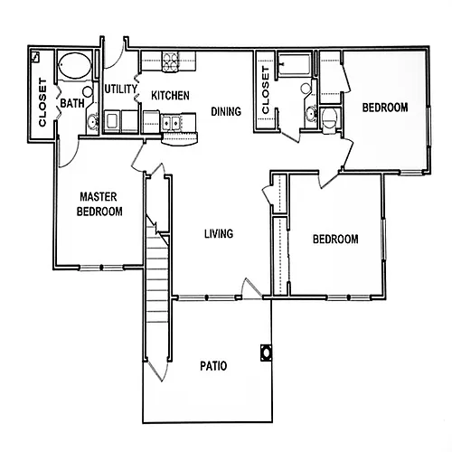 Floor plan Three Bedroom Downstairs