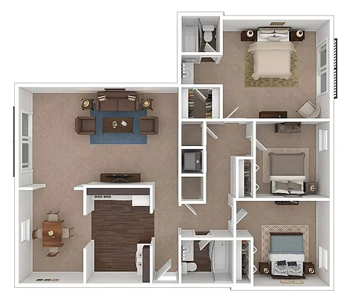 Floor plan Three Bedroom, Two Bathroom