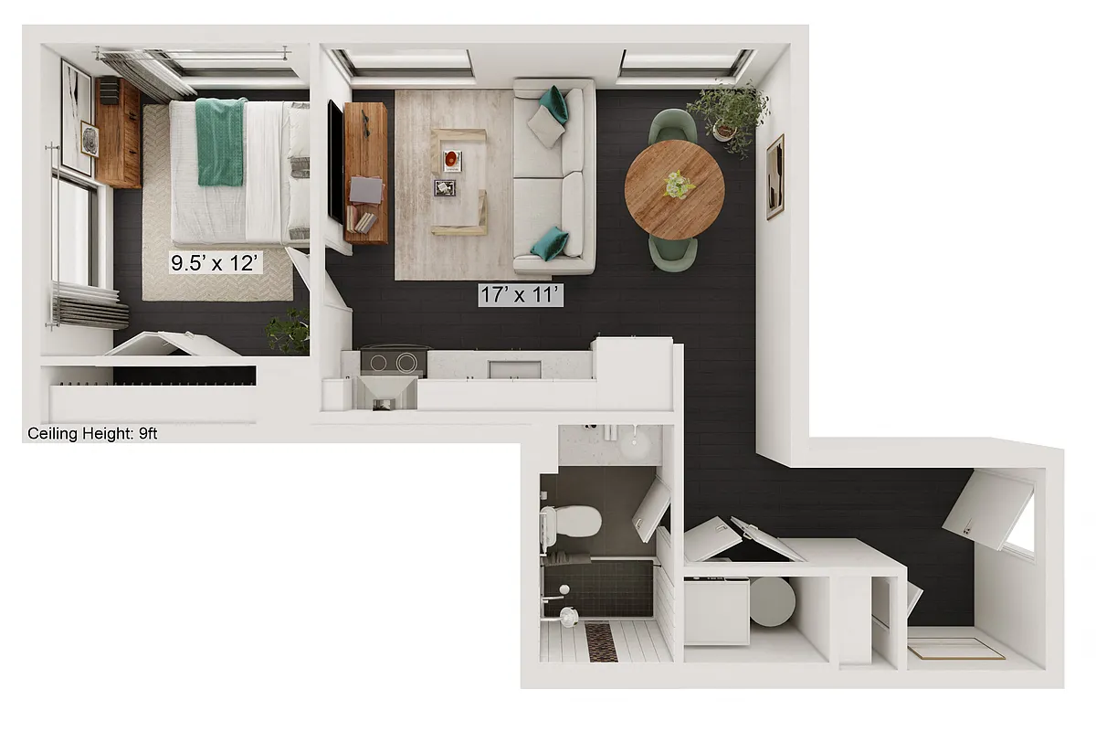Floor plan Houdini - 1Bed, 1 Bath