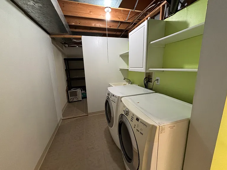 Maytag washer and dryer. Dryer replaced April 2026. Extra storage.