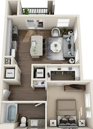 One Bedroom, 656-671 sqft, Stackable Washer/Dryer, Patio/Balcony, Walk-in Closet One Bedroom, 656-671 sqft, Stackable Washer/Dryer, Patio/Balcony, Walk-in Closet