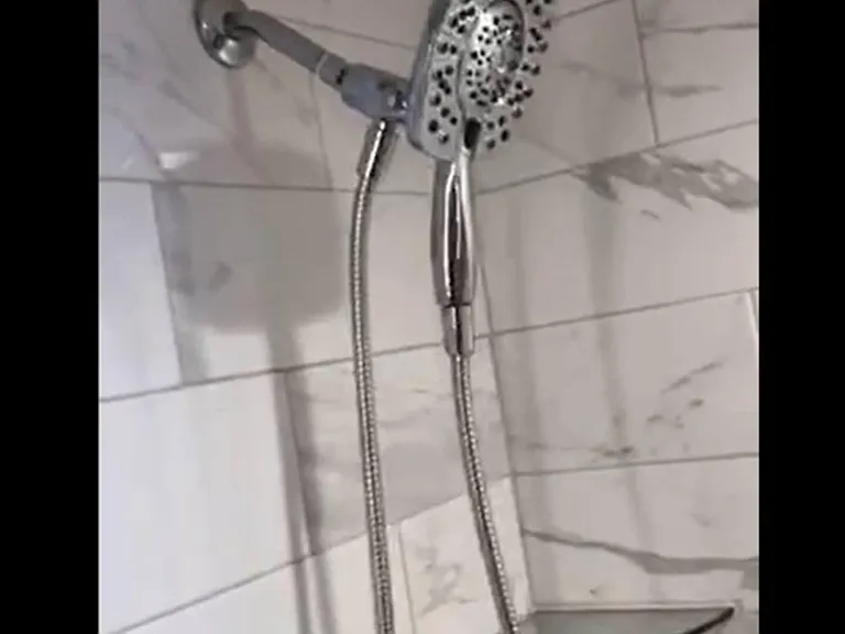 Updated bathroom with cast iron tub.