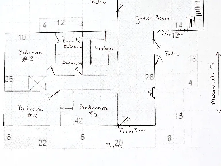 Ground floor floorplan. Room sizings are approximate.