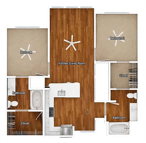 Floor plan 2 Bed 2 Bath