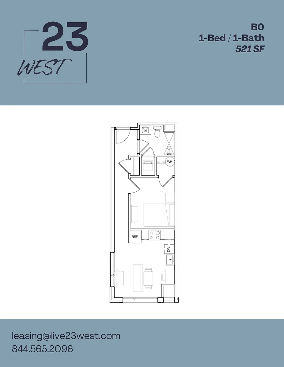 Floor plan B0 - 1 Bed 1 Bath