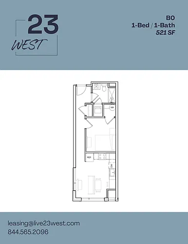 Floor plan B0 - 1 Bed 1 Bath