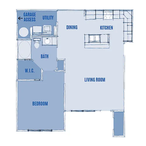 Floor plan 1 Bed with Garage - Phase I