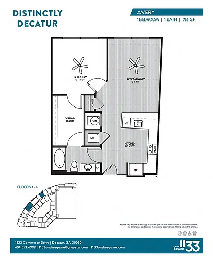 Floor plan 1K Avery
