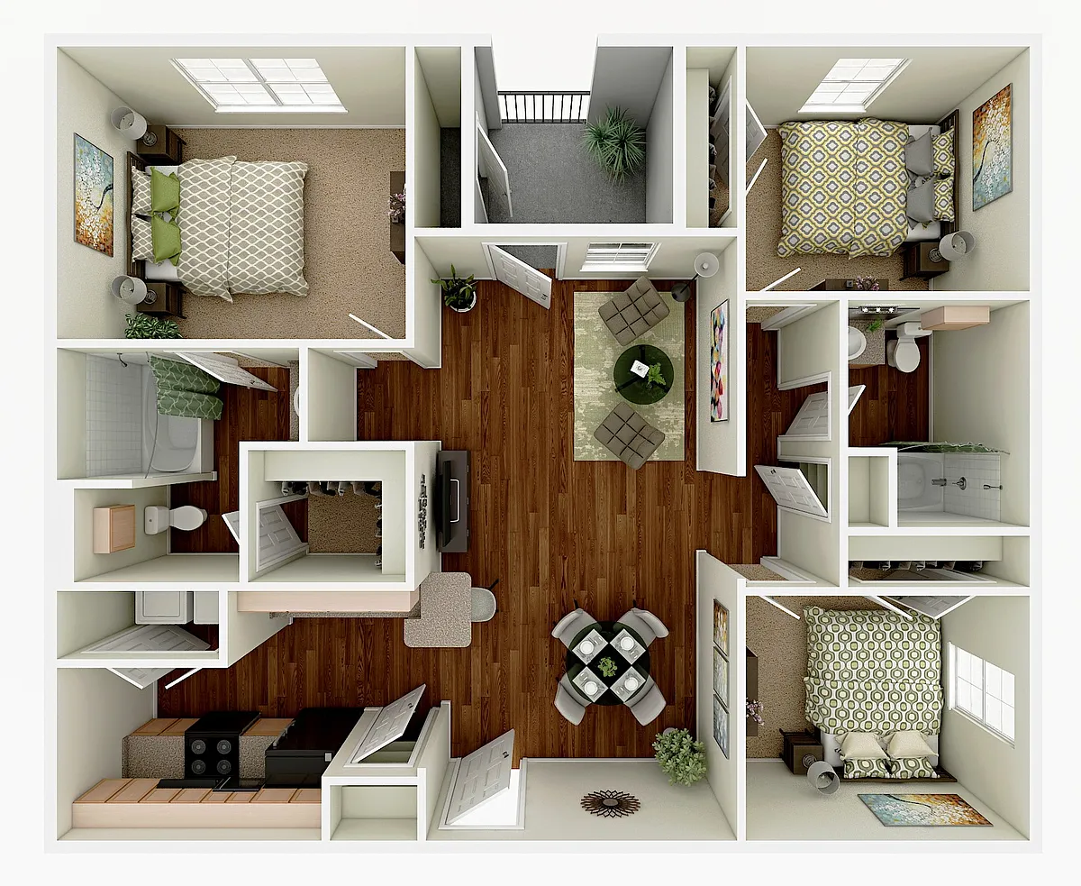 Floor plan 3 Bedroom 2 Bath
