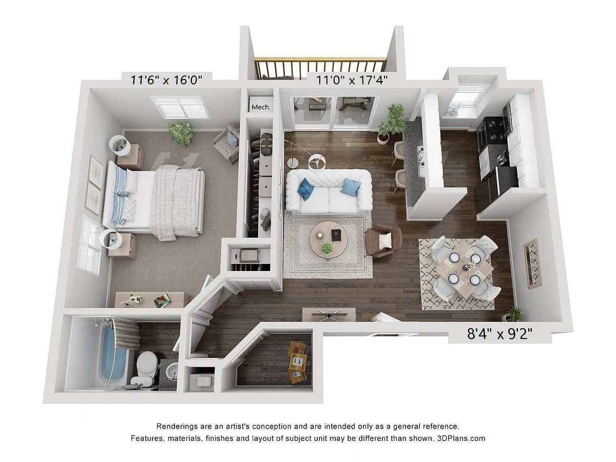 Floor plan 1 Bed | 1 Bath