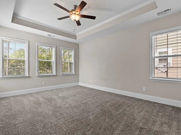 Master bedroom with trey ceiling