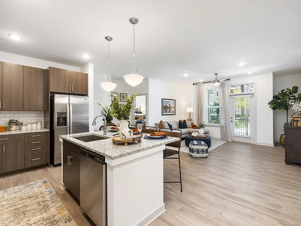 Island Kitchen and Living Room