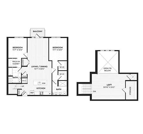 Floor plan B10+L | 2 Bed | 2 Bath | Loft