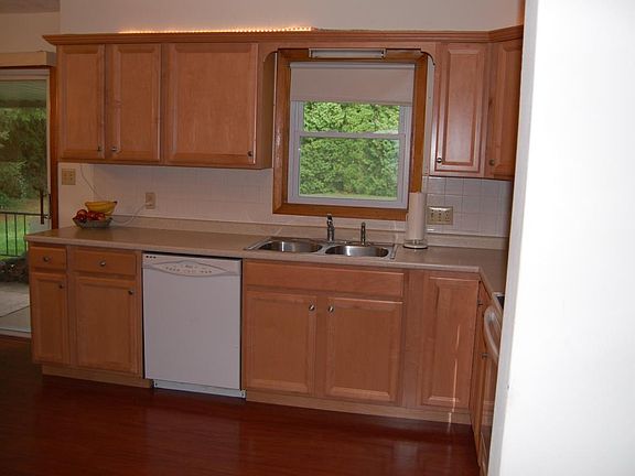 kitchen overlooking backyard