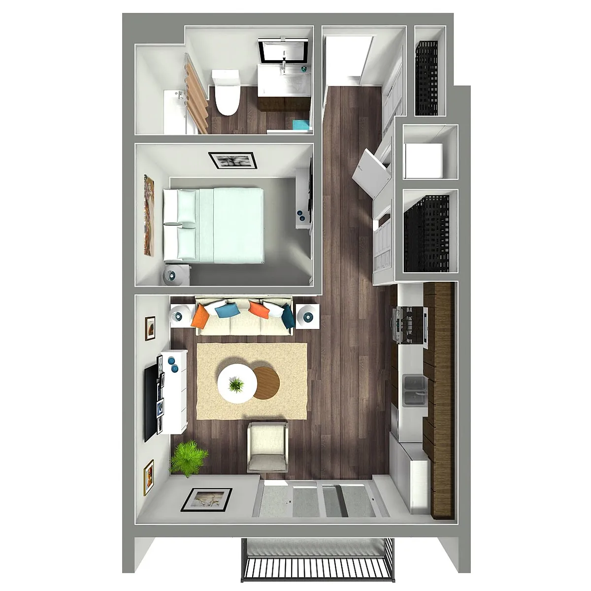 Floor plan Scarlet- 531 SF