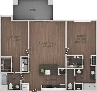 Urbana - B3.1 - 2 Beds - 2 Baths - 1158 Sq. ft.