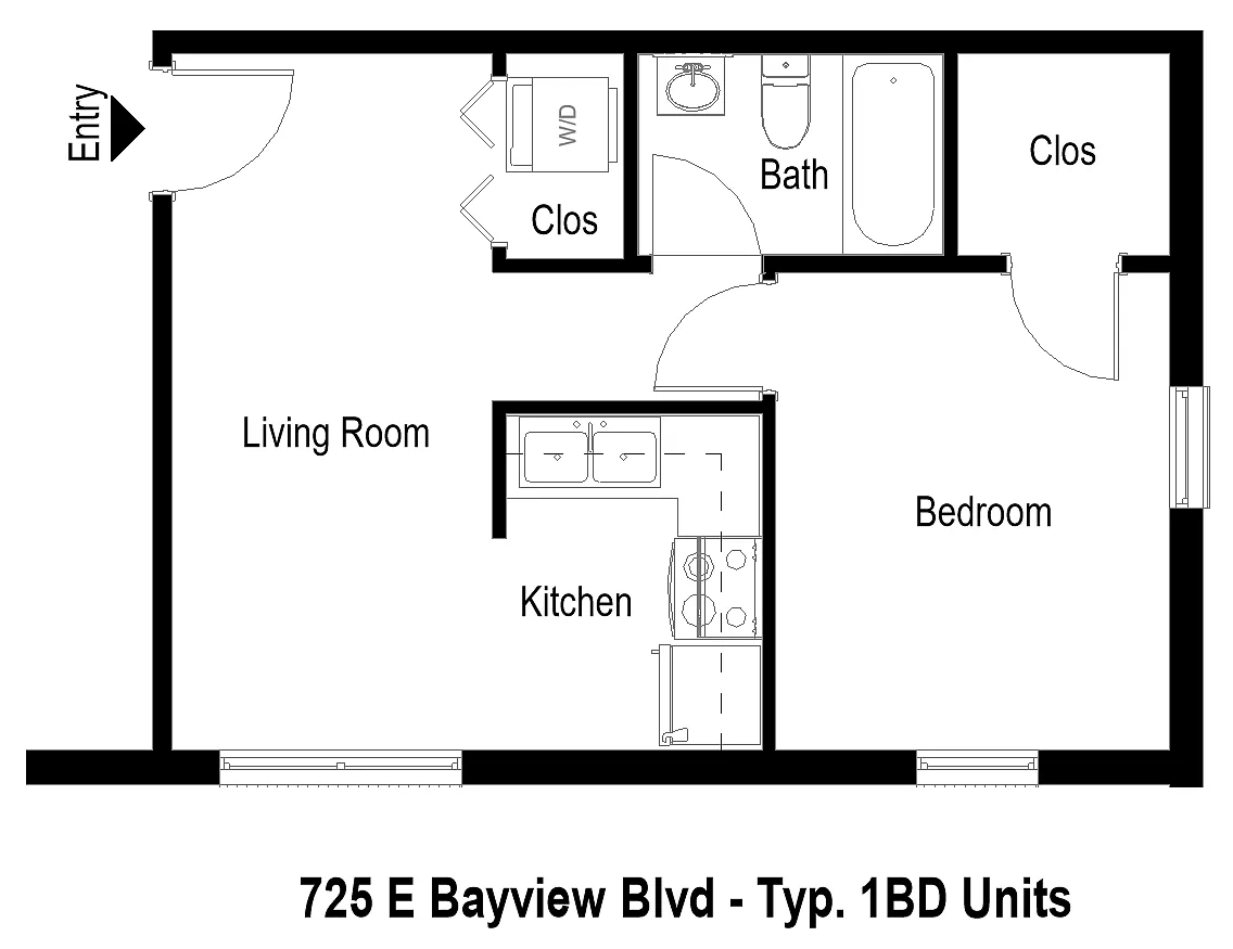 Floor plan Bayview 2BD 1BA